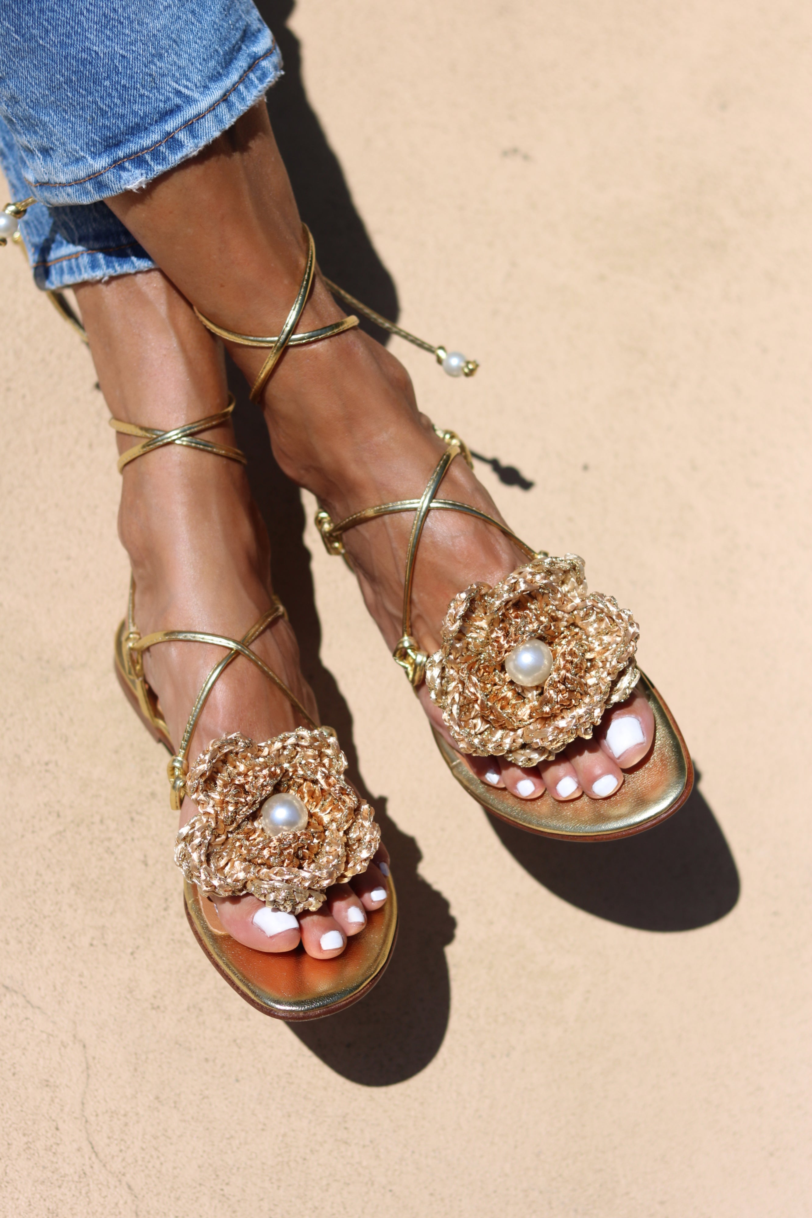MEREDITH, CROCHET FLOWER SANDALS