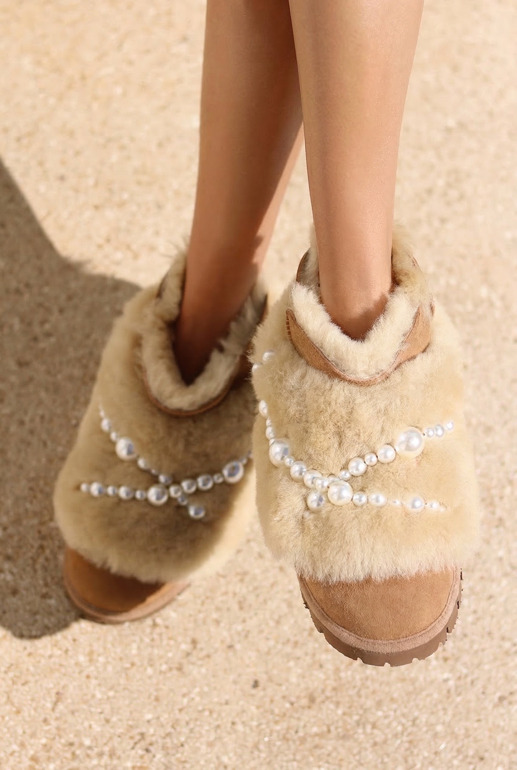 TATA PEARLS, the shearling booties