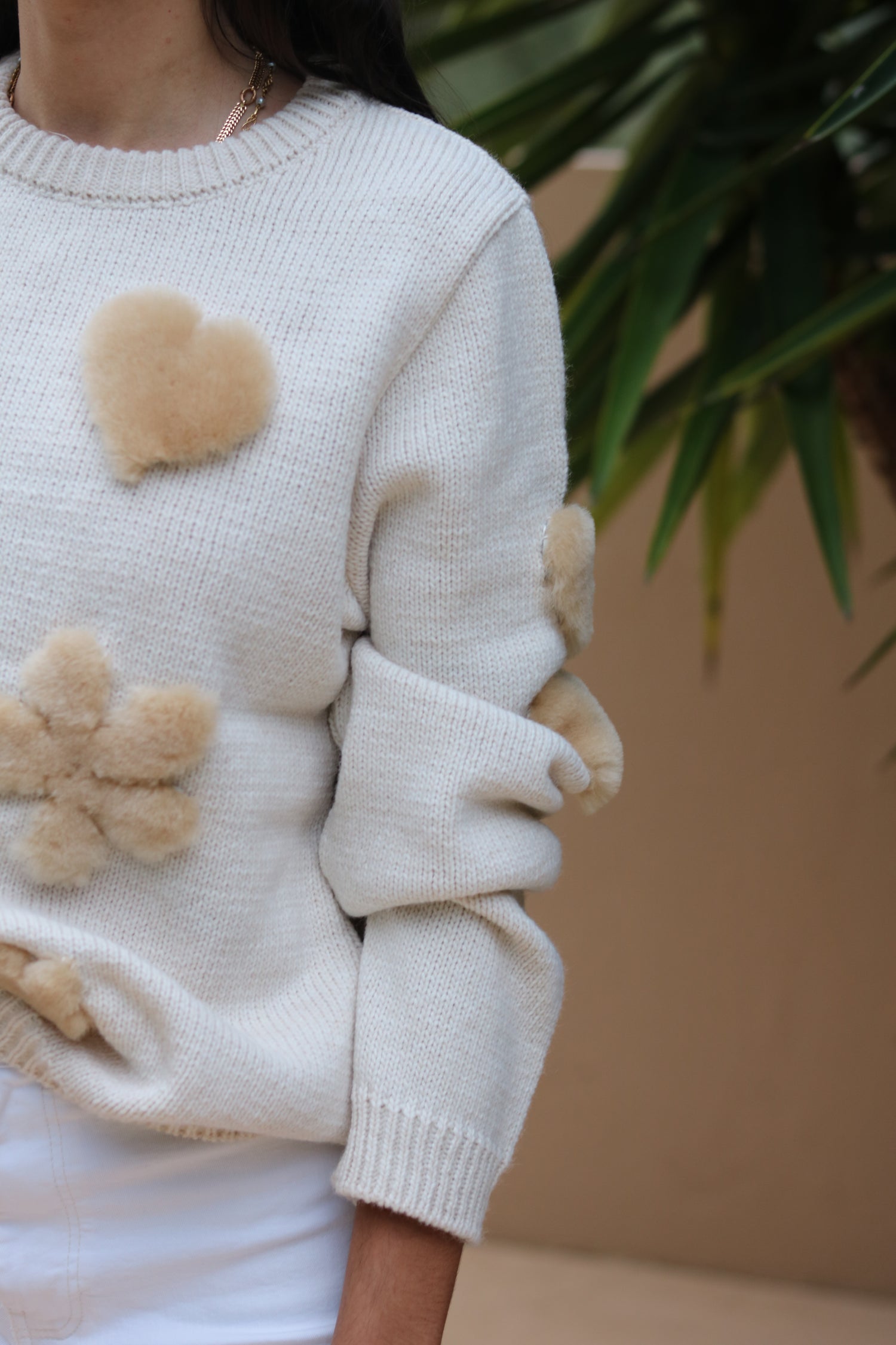 CINNAMON, the shearling off-white knit