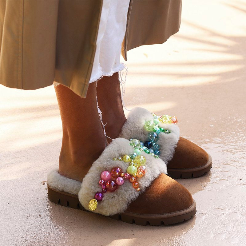 PINCTADA CLASSIC RAINBOW, the shearling mules