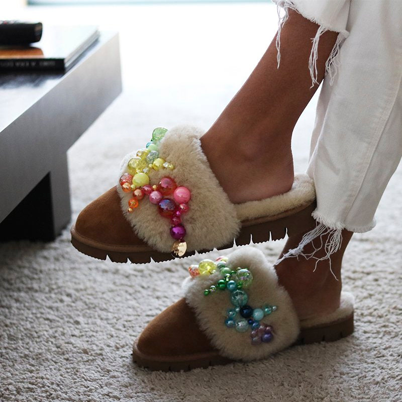 PINCTADA CLASSIC RAINBOW, the shearling mules