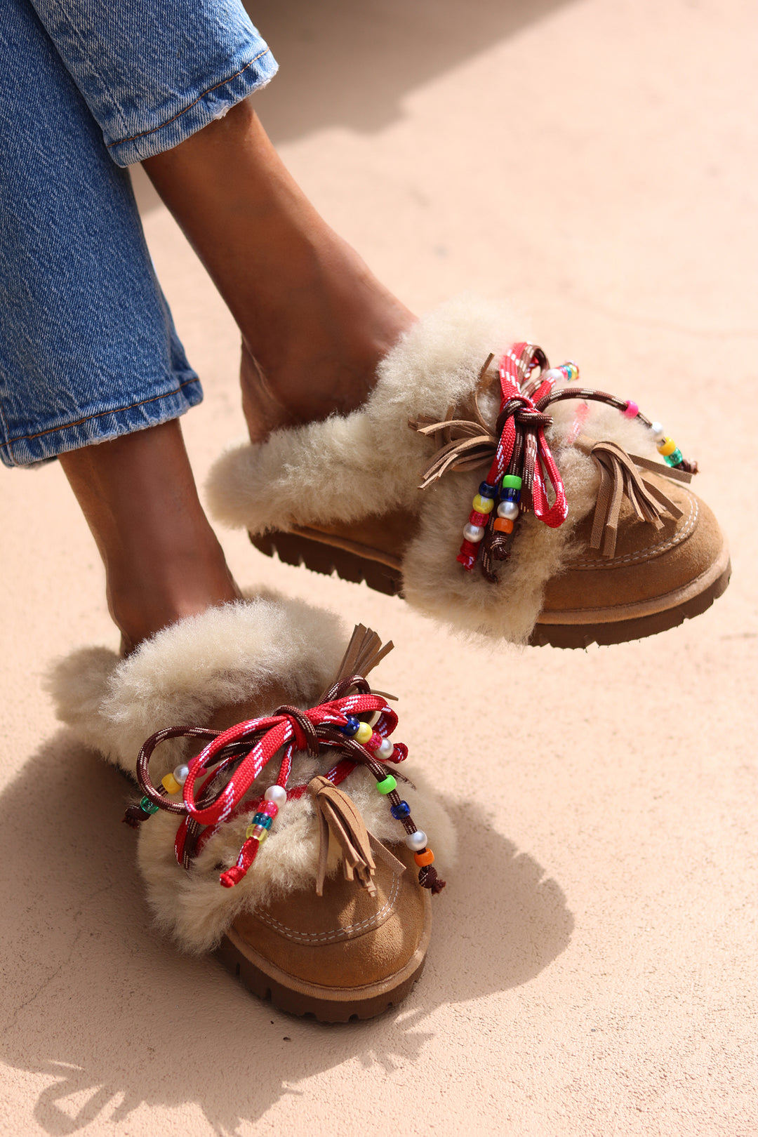 Colorful Embroidered Loafers with White Fur Lining Handcrafted Kilim Loafers: Vintage Turkish Rug Shoes (size  main image 4