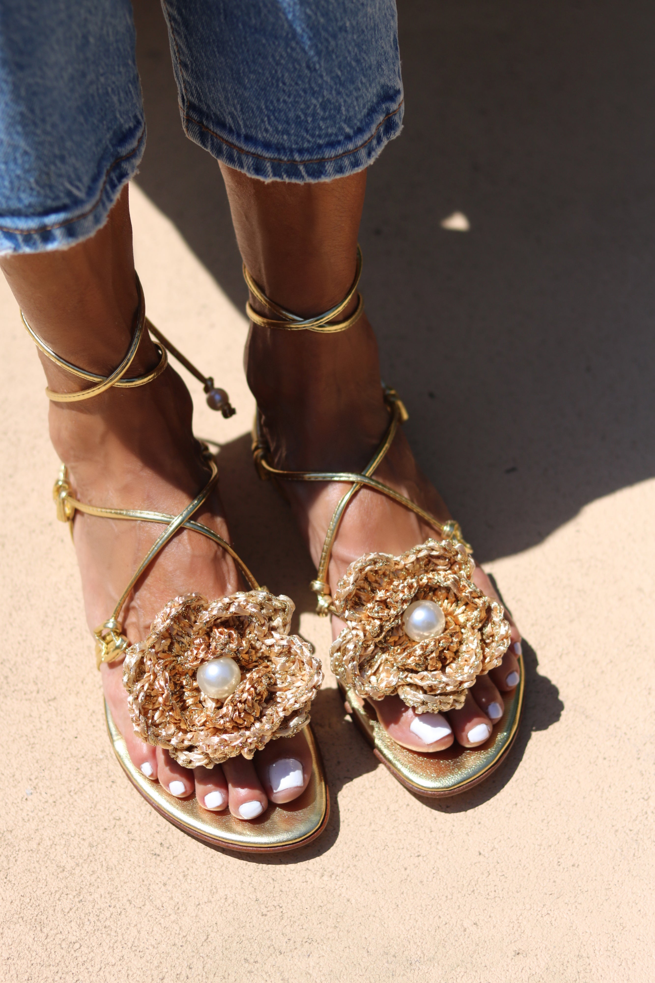 MEREDITH CROCHET, flower sandals