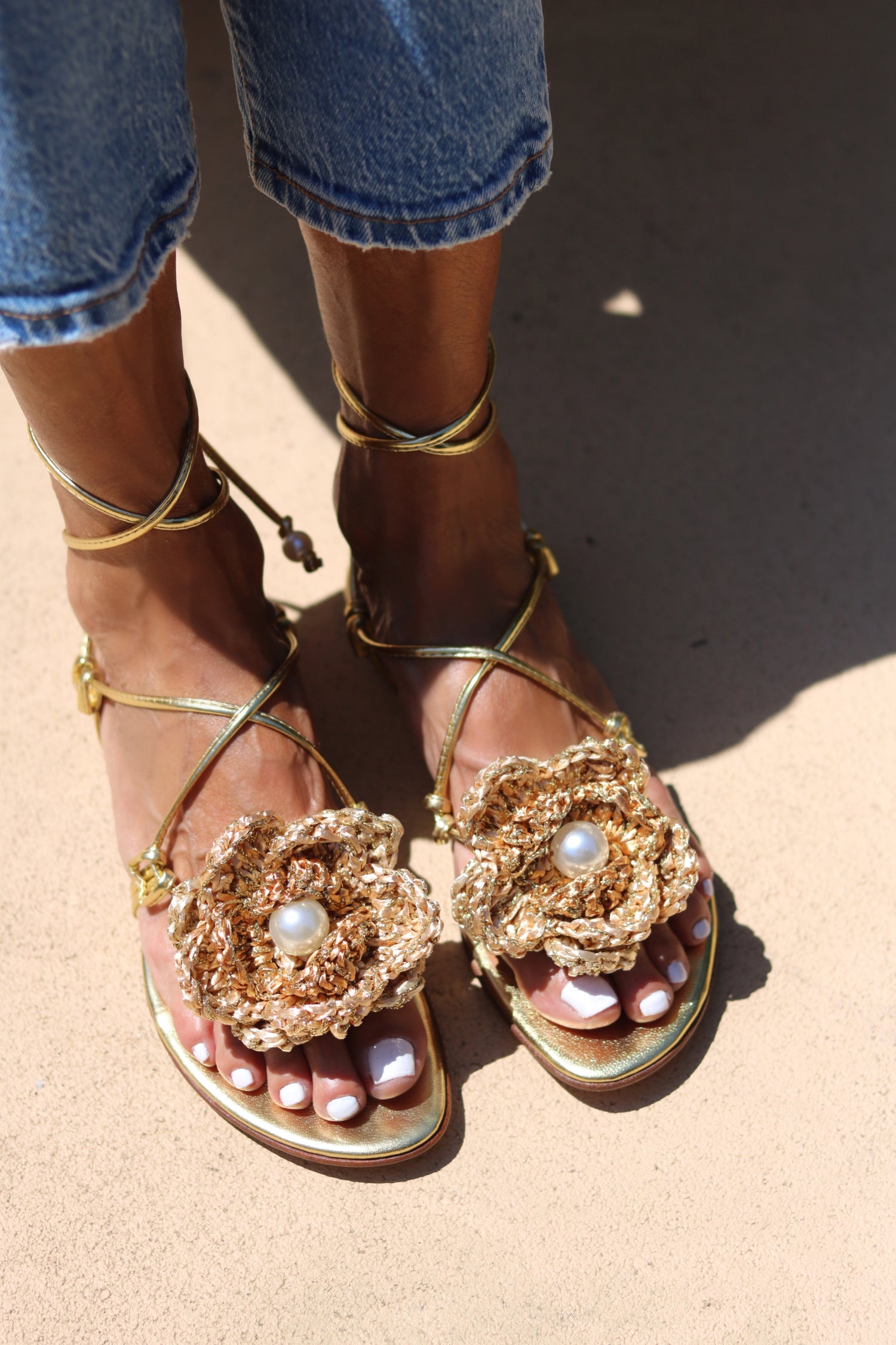 MEREDITH, CROCHET FLOWER SANDALS