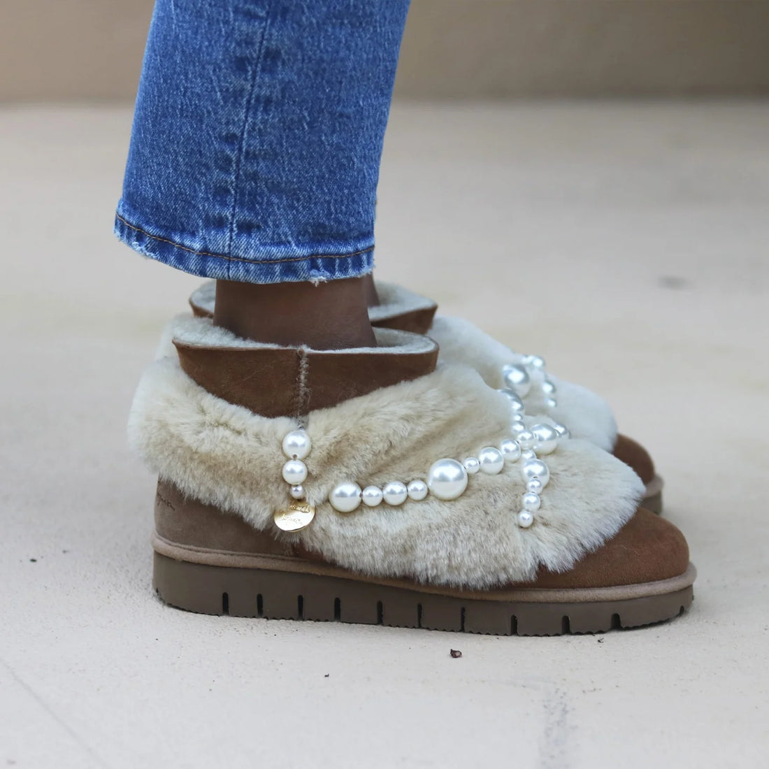 TATA PEARLS, the shearling booties