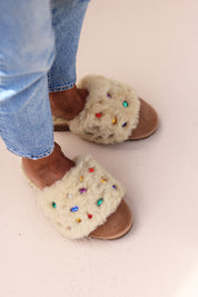 PINCTADA CLASSIC PEARLS, les mules en peau lainée