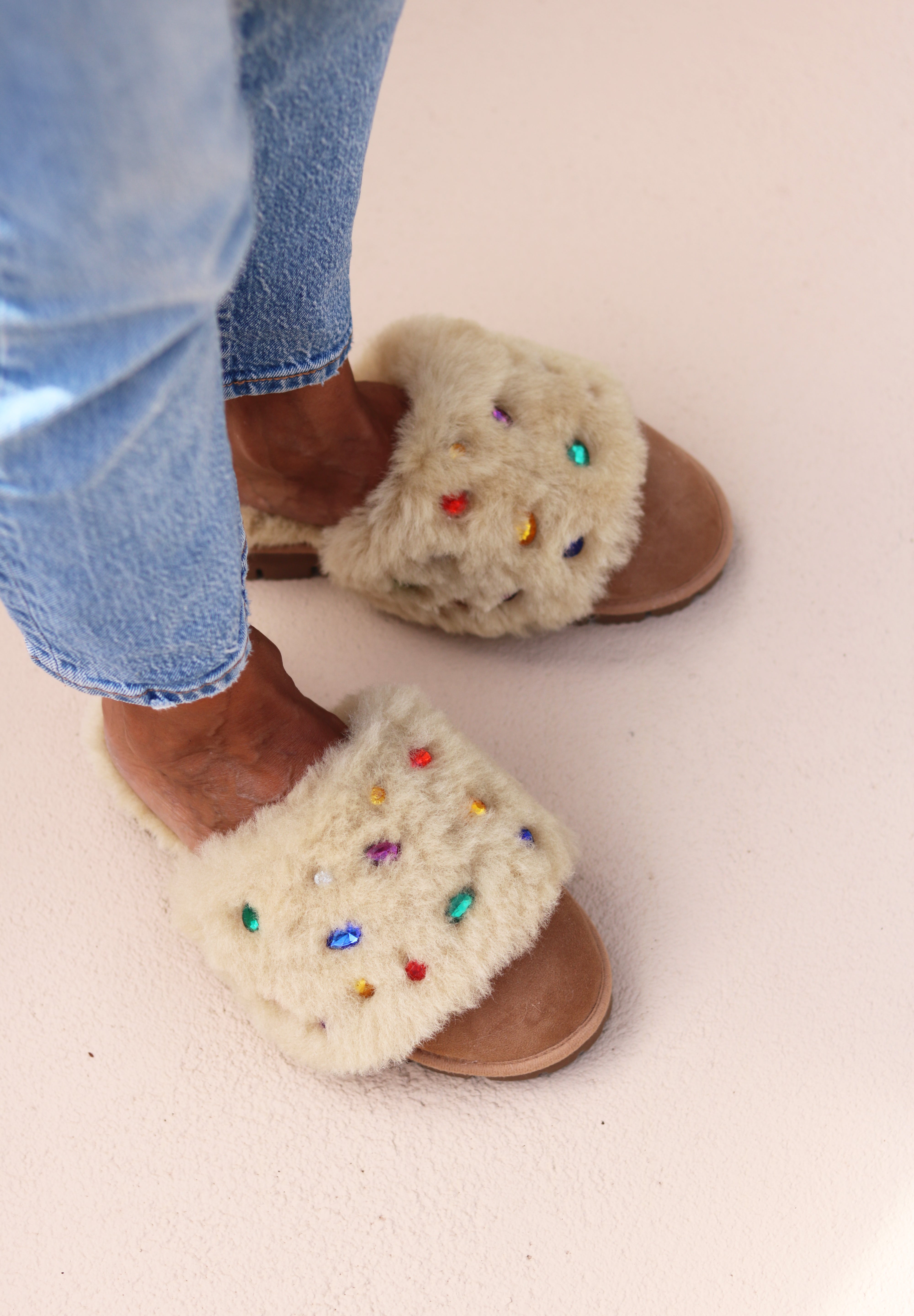 PINCTADA CLASSIC PEARLS, les mules en peau lainée