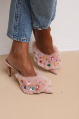 BELLA, die Shearling-Perlen-Mules