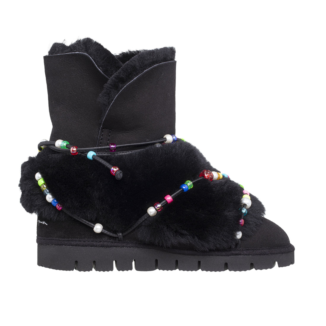LEO RAINBOW BLACK, the shearling boots