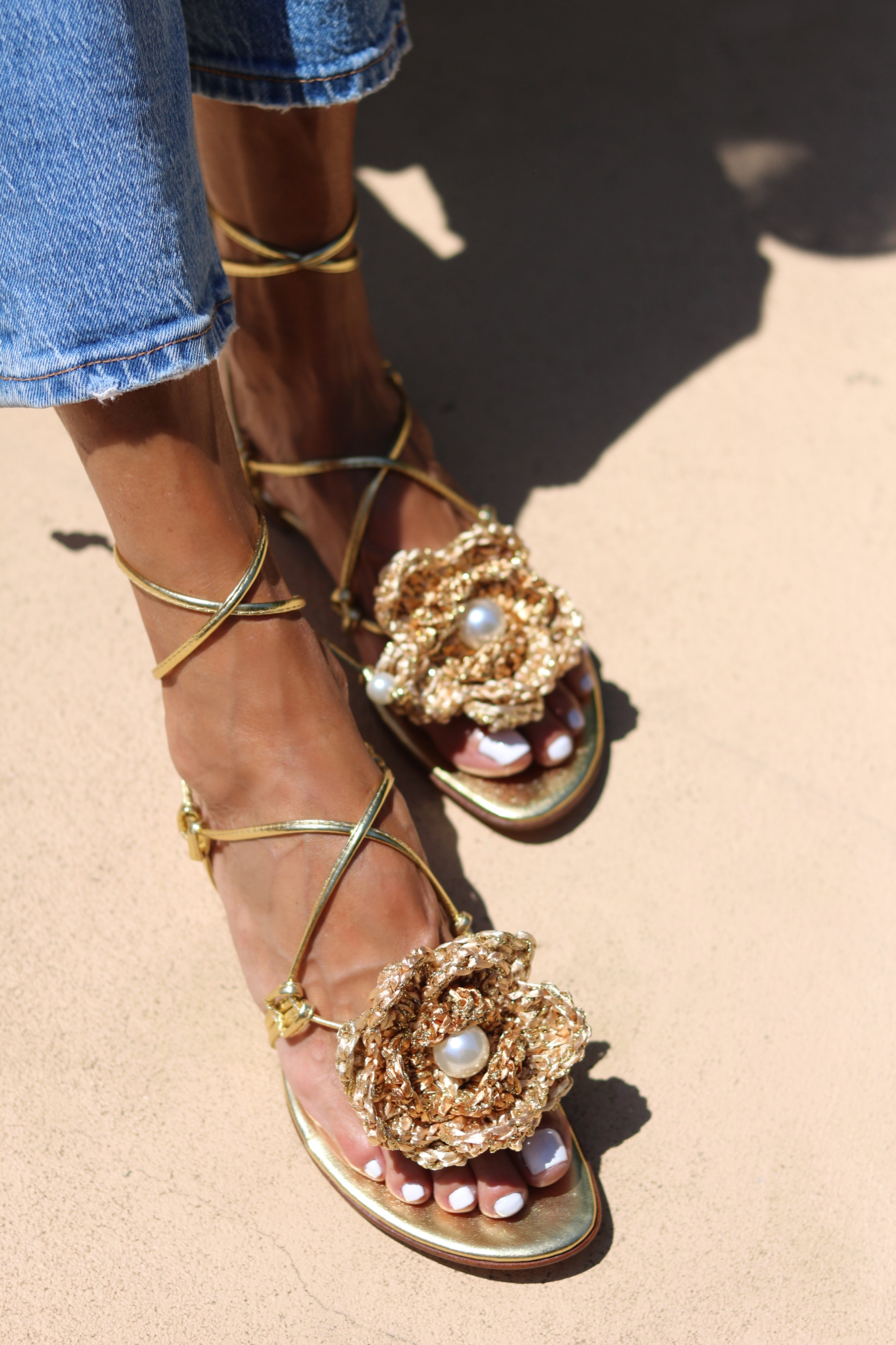 MEREDITH CROCHET, flower sandals