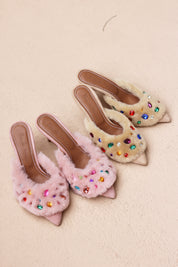 BELLA, die Shearling-Perlen-Mules