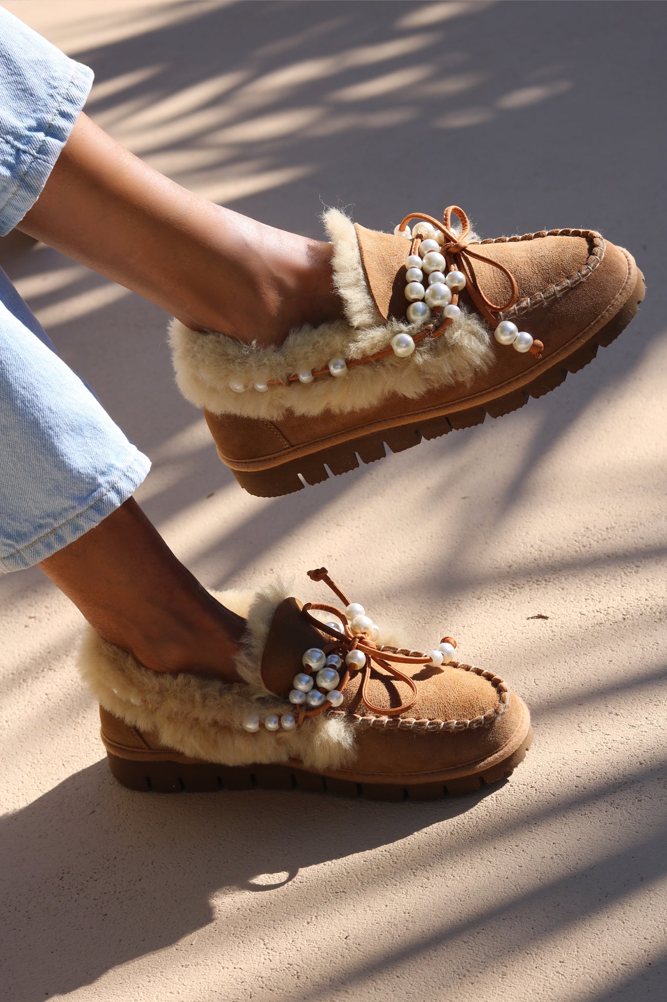 MARGOT, the shearling pearl mocassins