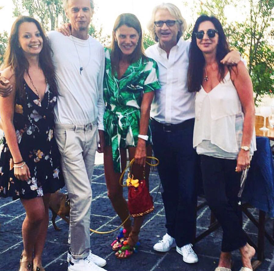 Anna Dello Russo wearing Alameda Turquesa matisse pom-pom sandals,  candid event photograph