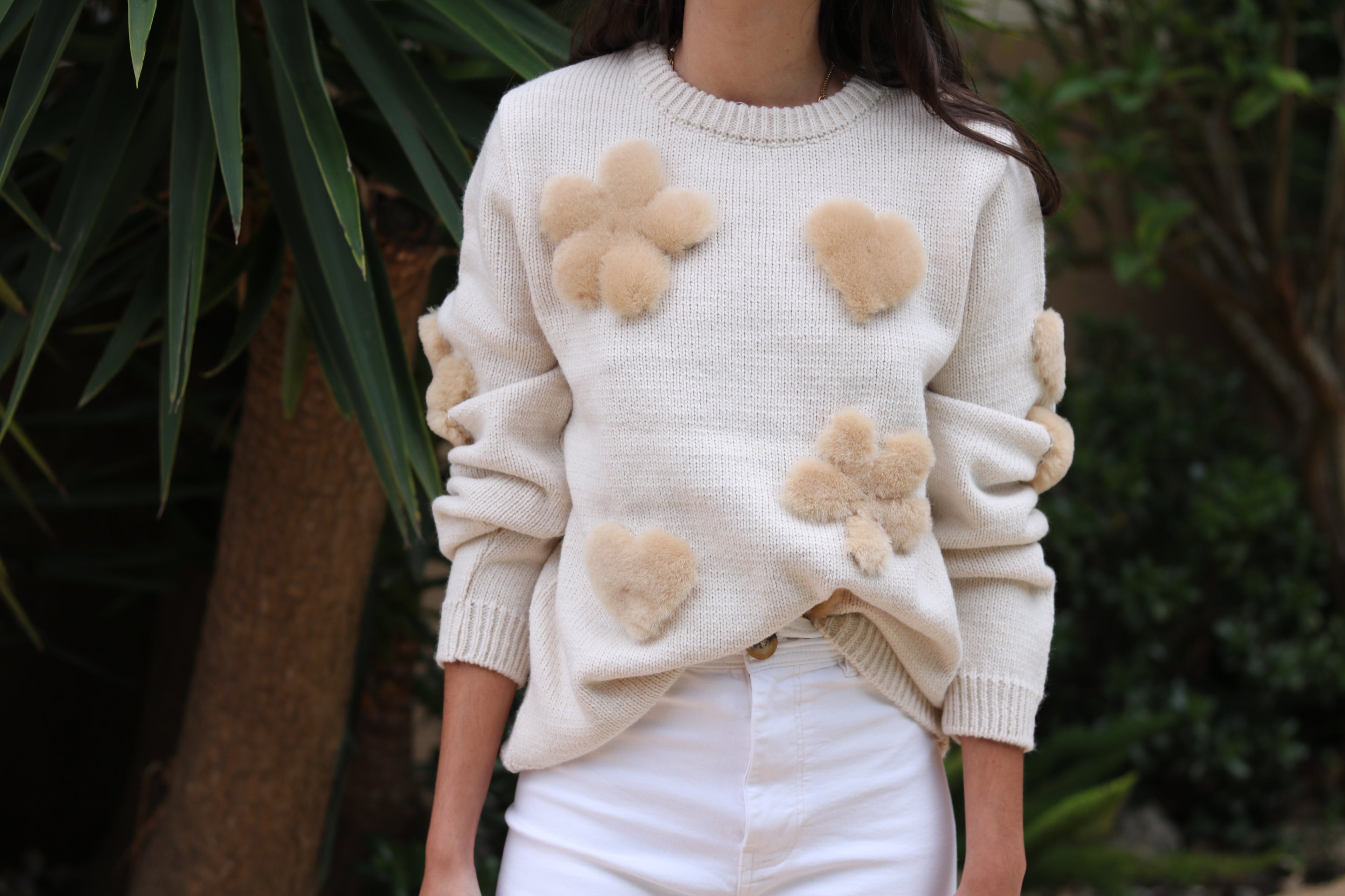 Cinnamon Shearling, Off-White Knit