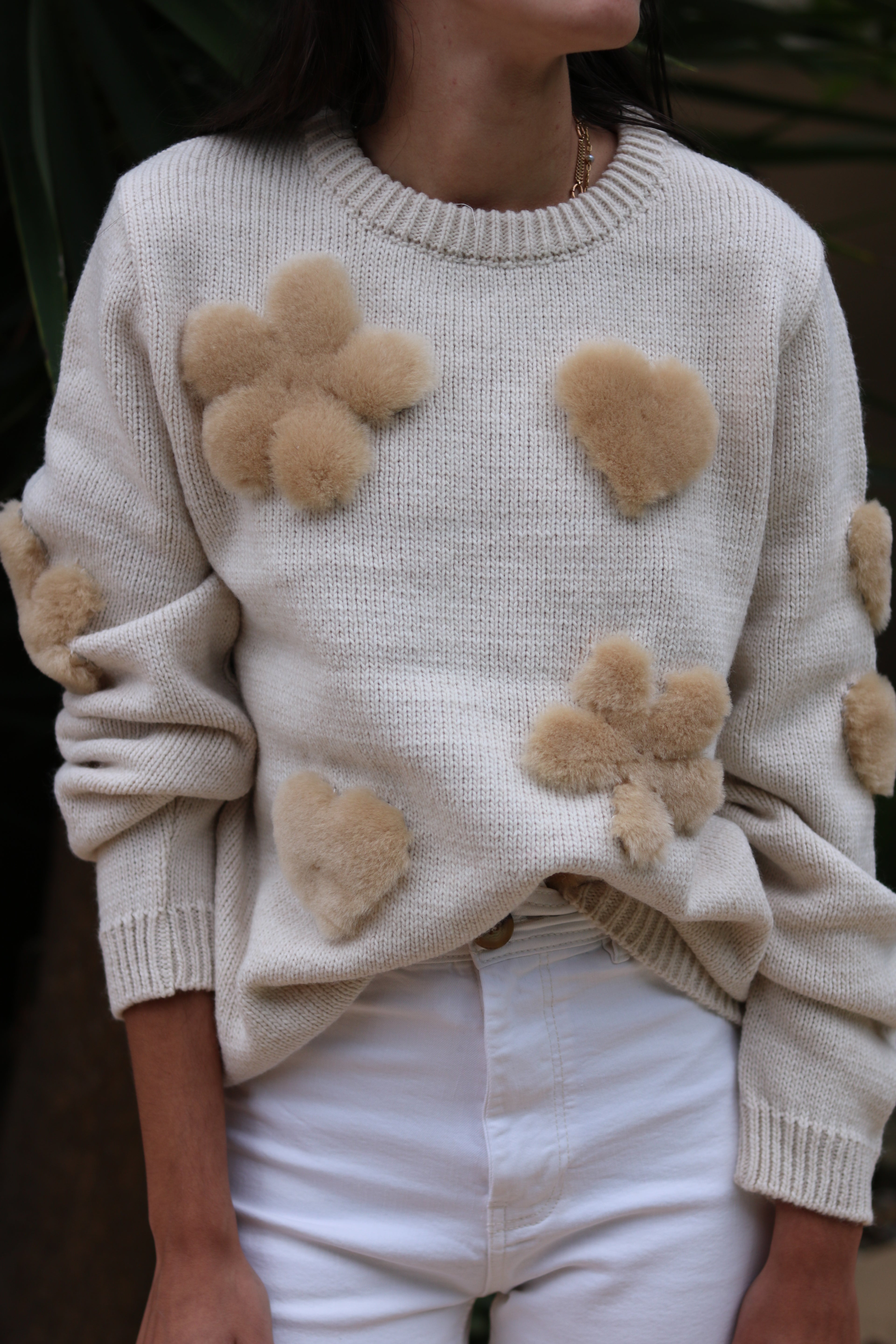 Cinnamon Shearling, Off-White Knit