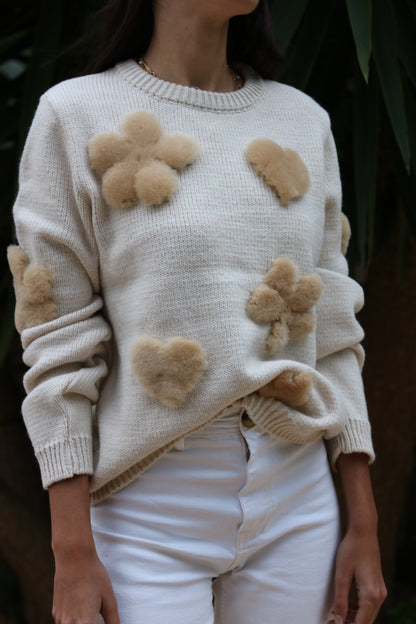 Cinnamon Shearling, Off-White Knit