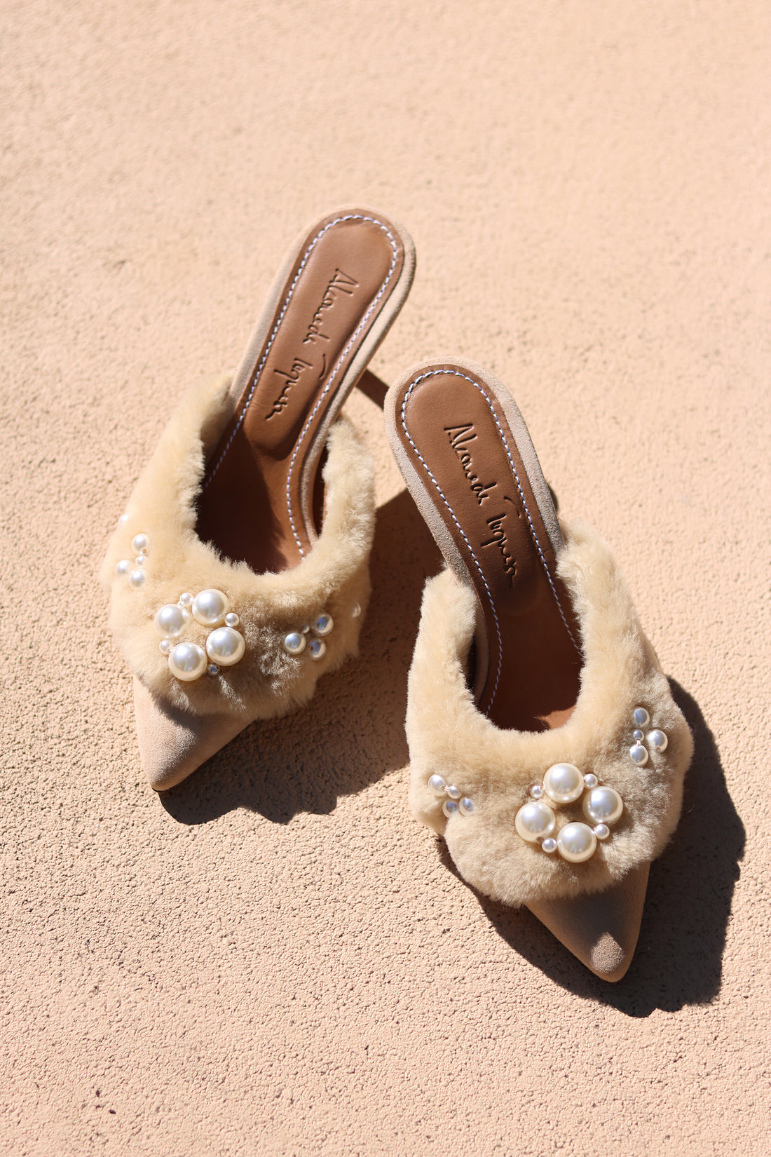 BELLA, SHEARLING PEARL MULES