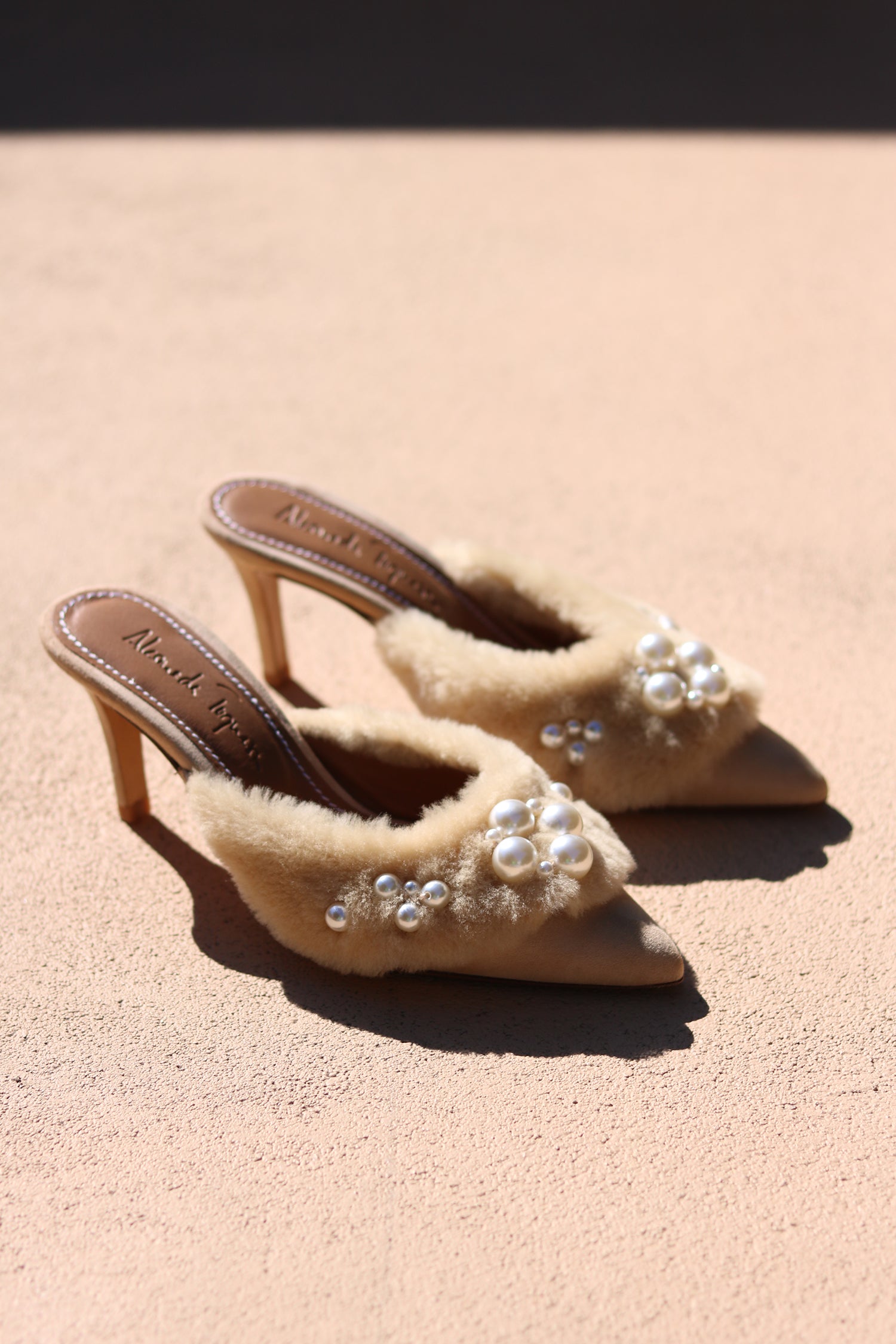 BELLA, SHEARLING PEARL MULES