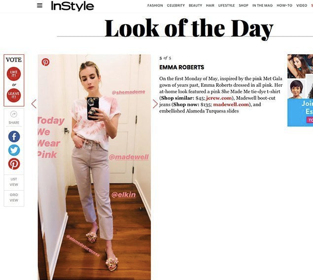 Look du jour avec Emma Roberts portant Alameda Turquesa
