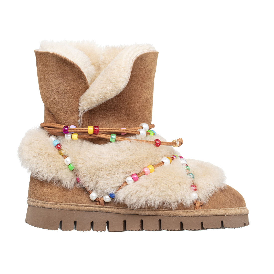 LEO RAINBOW BEADS, the shearling boots