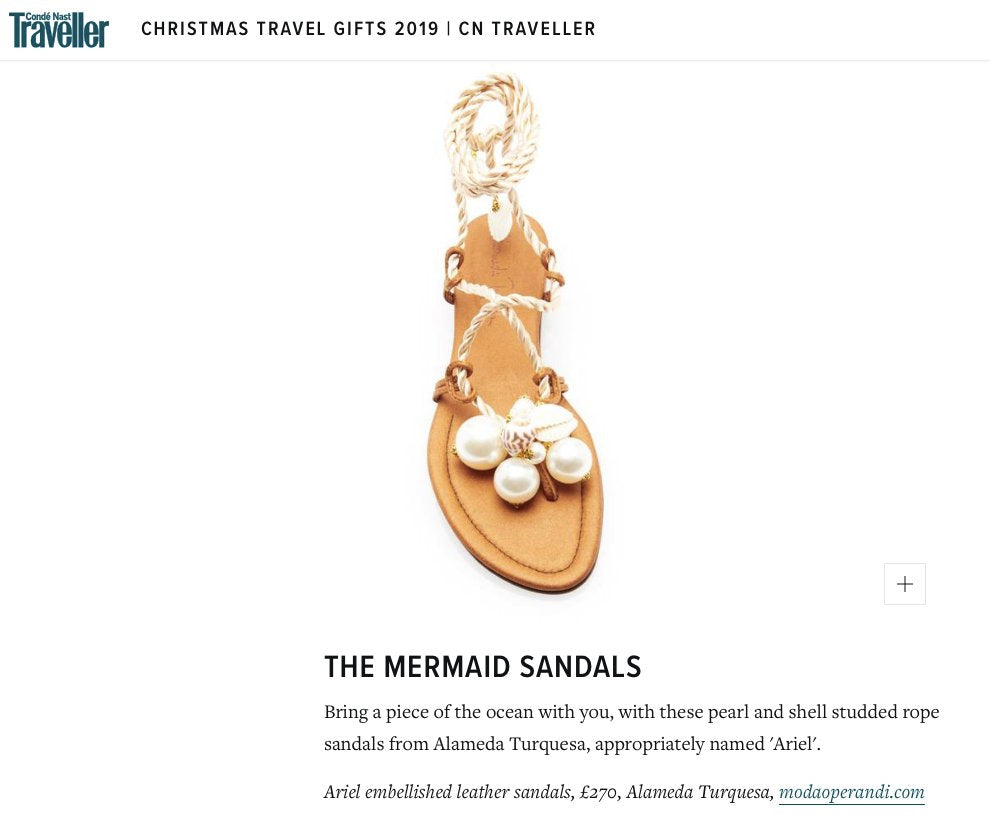 "Emportez un morceau de l'océan avec vous grâce à ces sandales en perles et coquillages d'Alameda Turquesa"